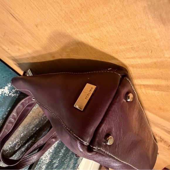 Perlina Vintage 2000 y2K Leather Shoulder Bag in Plum purple - Picture 13 of 13